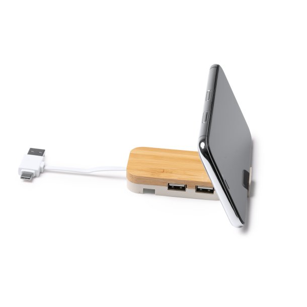 USB port with a stand made of bamboo