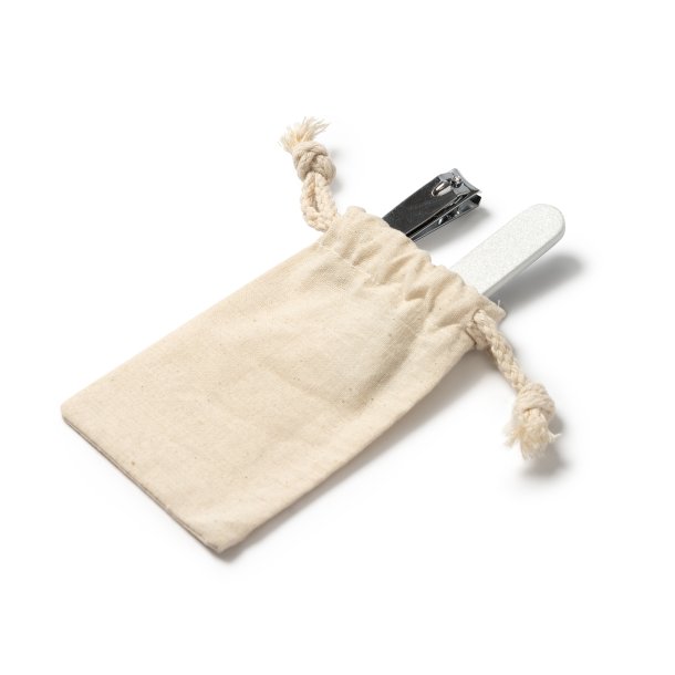 VELVET Manicure Kit in Cotton Drawstring Pouch with Nail File and Clipper