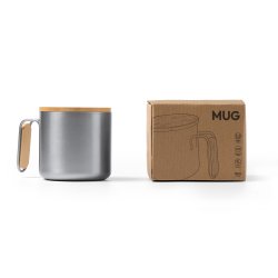 RIMOR Resirkulert 304-krus i rustfritt stl med bambus detaljer