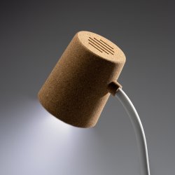 DRAVIS Bordlampe med innebygd 10W trdls lader p sokkelen og 3W trdls hyttaler