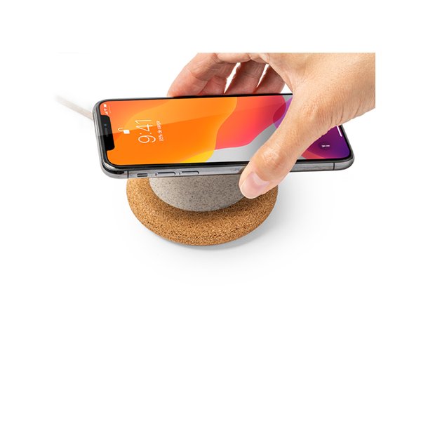 SULAC Wireless charger made of eco-friendly  natural cork and wheat fibre.