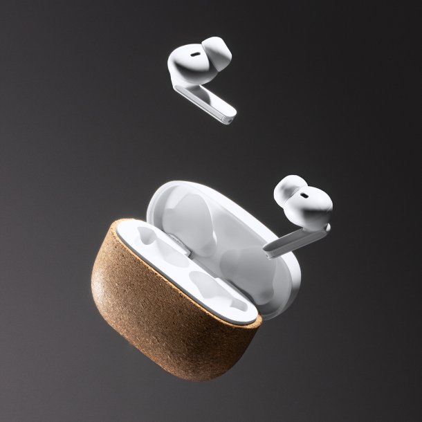 FOLK Wireless earbuds in recycled ABS and natural cork