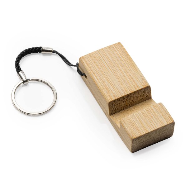 STELO Keyring with mobile stand function made of bamboo
