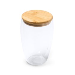 VERTUS glasskopp med  Dobbeltvegg med bambus-lokk