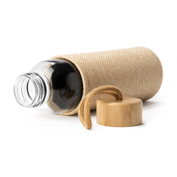 SIBU 500 ml Eco Glass bottle with  jute cover and bamboo cap.