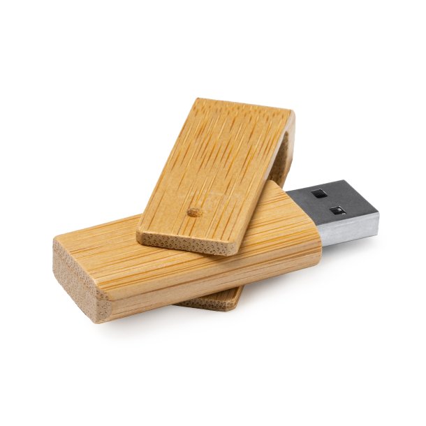 PERCY USB-minnepinne med kropp i naturlig bambus