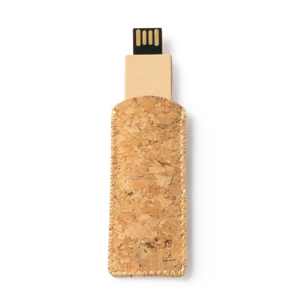 LEDES USB memory stick in recycled cardboard with case in natural cork.16 GB