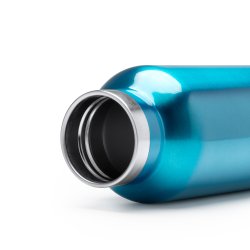 TISET Dobbeltvegget drikkeflaske i rustfritt stl med logo.Bambuslokk. 500 ml kapasitet.