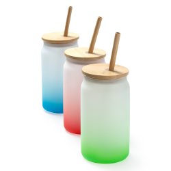 DALBY Borosilikatglass med bambuslokk og sugerr