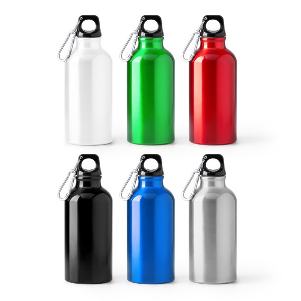 RENKO Resirkulert aluminiumsflaske med enkelt-vegg og matchende karabinkrok. 400 ml kapasitet