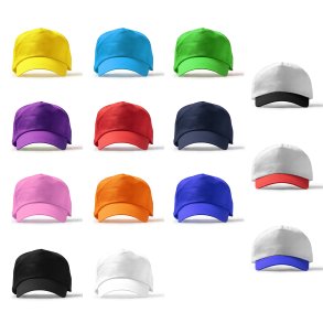 FREYA 5-panel caps i 100 % bomull..14 diverse farger.
