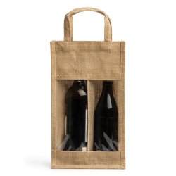 GRACE Jutepose til flasker med vindu og dobbeltrom