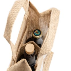 GRACE Jutepose til flasker med vindu og dobbeltrom