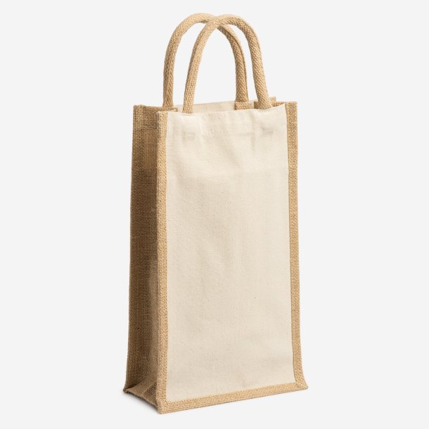 LOIRE Laminated jute and cotton bag. Double compartment. For two bottles