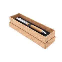 ARTUR Kork og cromekulepenn med vrimekanisme og gaveeske