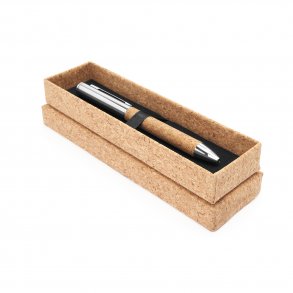 ARTUR Kork og cromekulepenn med vrimekanisme og gaveeske