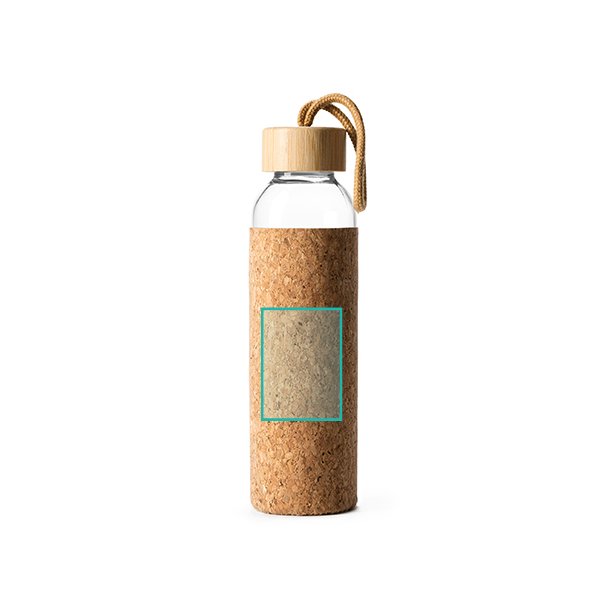 LAWAS Glassflaske med naturlig kork-hylse og bambus lokk 500 ml .
