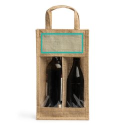 GRACE Jutepose til flasker med vindu og dobbeltrom